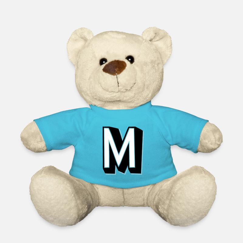 Lettre M - Alphabet M - Nounours - bleu outremer