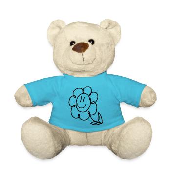 Blümchen süße Blume Strichzeichnung - Teddy - Atollblau - Vorne