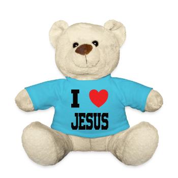 I Love Jesus Heart - Teddy Bear - atoll blue - Front