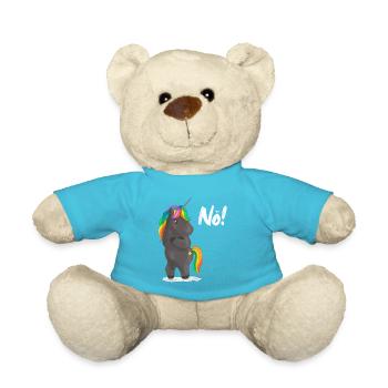 Verärgerter Regenbogen-Pony mit Witz - Teddy - Atollblau - Vorne