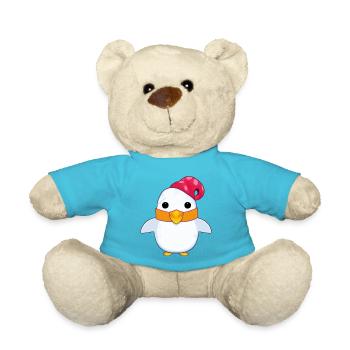 Penguin Cartoon Cute Pengu Animal Funny Comic 3 - Teddy Bear - atoll blue - Front