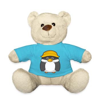 Penguin Cartoon Cute Pengu Animal Funny Comic 5 - Teddy Bear - atoll blue - Front