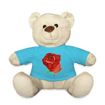 Romantic Rose Illustration - Teddy Bear - atoll blue - Front