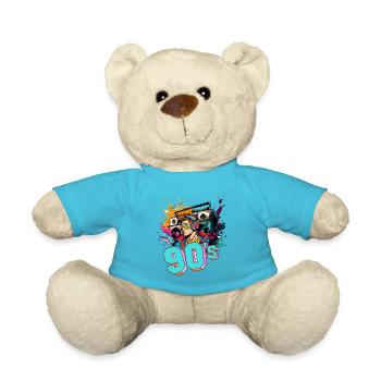 90s 90s Music Ghettoblaster Headphone Party - Teddy Bear - atoll blue - Front