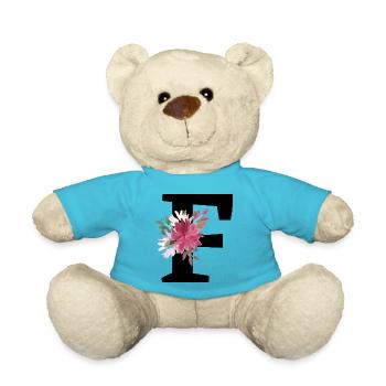 Buchstabe f blumig - Teddy - Atollblau - Vorne