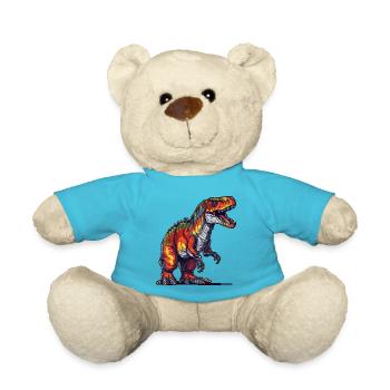Pixel Tyrannosaurus Rex in bright colors - Teddy Bear - atoll blue - Front