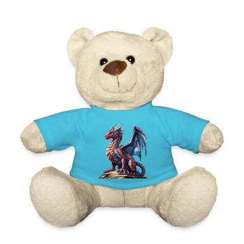 Roter Blauer Drache - Eine Fantasievolle Figur - Teddy - Atollblau - Vorne