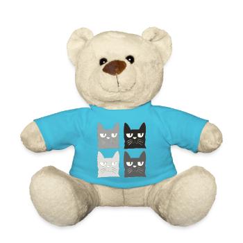 Cats Black Grey - Teddy Bear - atoll blue - Front