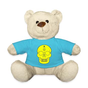 Crâne jaune avec des symboles occultes - Nounours - bleu outremer - Devant