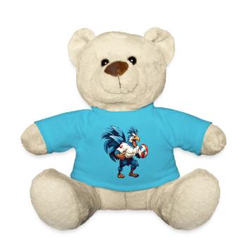 Rugby Frankreich Hahn Rugbyball Spieler Sport Fan - Teddy - Atollblau - Vorne