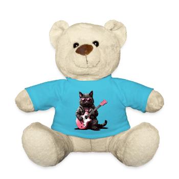Cool Cat Serenade: Thick, Pink and Epic - Teddy Bear - atoll blue - Front