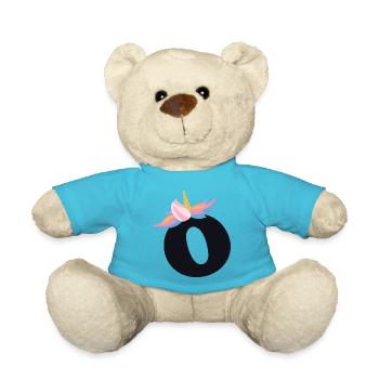 Unicorn Letter Rainbow Style "O" | be unique - Teddy Bear - atoll blue - Front