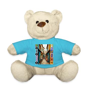 Colorful Street View with Ruins - Teddy Bear - atoll blue - Front