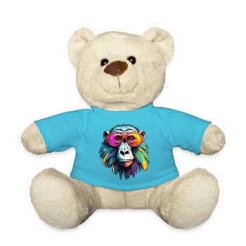 Affe / Tier / Zoo / Babian / Wild / Comic - Teddy - Atollblau - Vorne