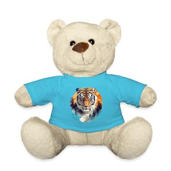 Tiger, Tiger Head, Big Cat, Nature, Wilderness, Wild, Strong - Teddy Bear - atoll blue - Front