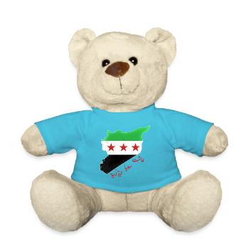 Freies Syrien Flagge mit Spruch ashat suria - Teddy - Atollblau - Vorne