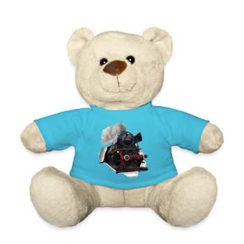 Une locomotive à vapeur brise le papier - Nounours - bleu outremer - Devant