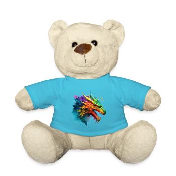 Dragon Colorful Fantasy Magic Mysticism Mythology Art - Teddy Bear - atoll blue - Front