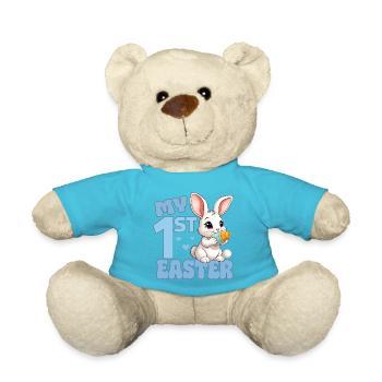 Ostern Osterhase mit Nuckelflasche - Erstes Ostern - Teddy - Atollblau - Vorne