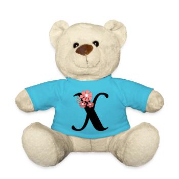 Minimalist Letter x Flowers - Teddy Bear - atoll blue - Front