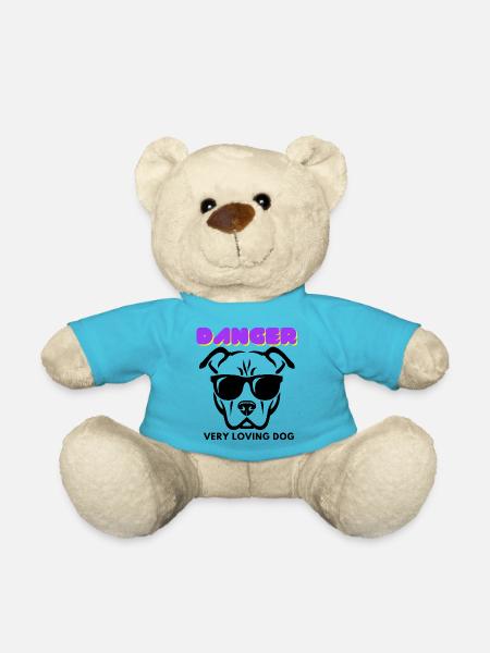 Danger Very Loving Dog, cool dog with dark glasses - Teddy Bear - atoll blue
