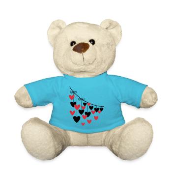Herzgirlande Viele Herzen - Teddy - Atollblau - Vorne
