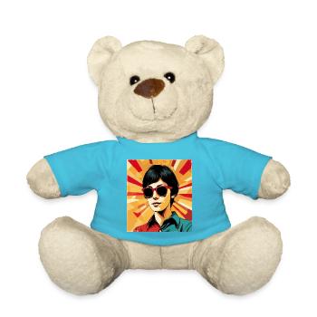 Retro Girl Pop Art – Style Vintage Cool - Nounours - bleu outremer - Devant
