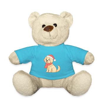 Hund Weihnachtswarme Zeichnung - Teddy - Atollblau - Vorne