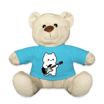 Kawaii Katze mit E-Gitarre Musik Geschenk Musiker - Teddy - Atollblau - Vorne
