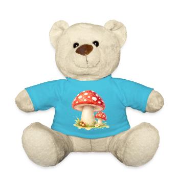 Toadstool Illustration Red Mushroom Nature Motif - Teddy Bear - atoll blue - Front