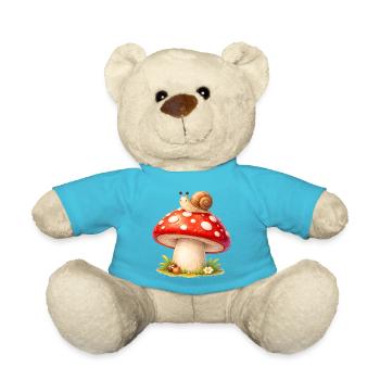 Toadstool with Snail Cute Forest Motif - Teddy Bear - atoll blue - Front