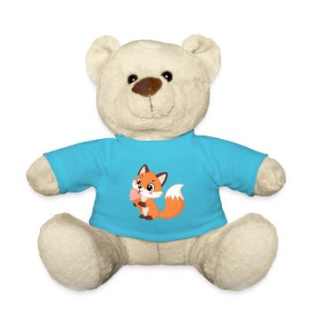 Renard mignon et glace - Teddy Bear - atoll blue - Front