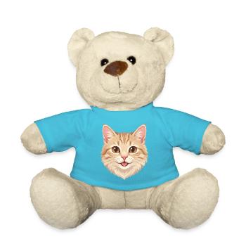 Süßes, fröhliches Cartoon-Rot-Katzengesicht - Teddy - Atollblau - Vorne