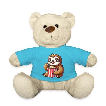 Faultier Popcorn Kino Filme Lustig Niedlich Cool - Teddy - Atollblau - Vorne