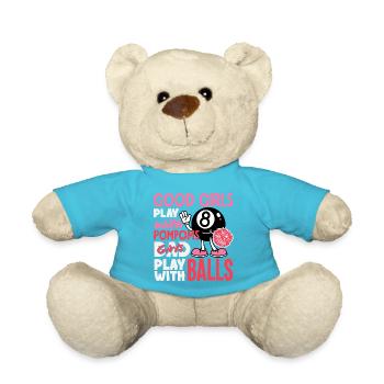 Böse Mädchen Spielen Mit Bällen Billard Lustig - Teddy - Atollblau - Vorne