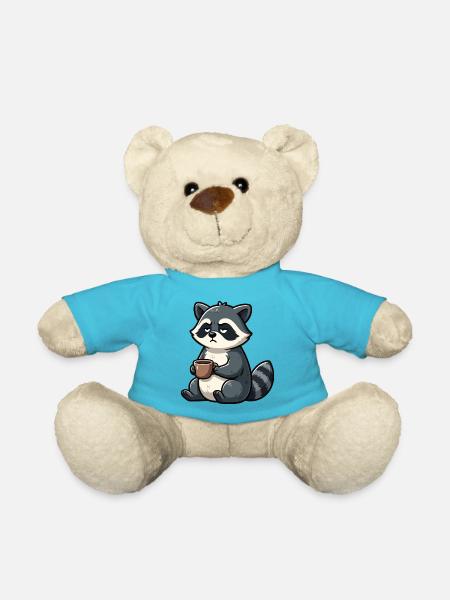 Waschbär Waschbären Waldtier lustiger Waschbär - Teddy - Atollblau