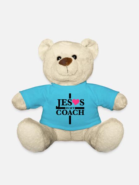 Jesus is my coach / Love Heart - Teddy Bear - atoll blue