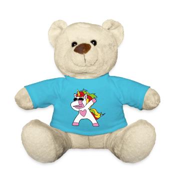 Niedliches Lustiges Cooles Einhorn Einhörner Fabel - Teddy - Atollblau - Vorne