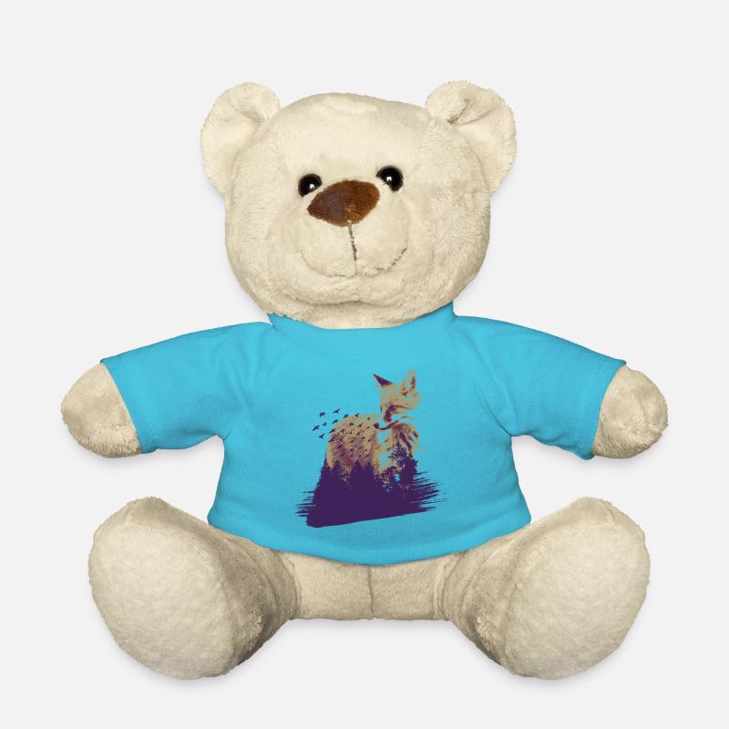 Fuchs Natur Kunst Geschenk Wald Vogel - Teddy - Atollblau