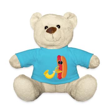 Saxophonist Saxophone Wurst Music Musician - Teddy Bear - atoll blue - Front
