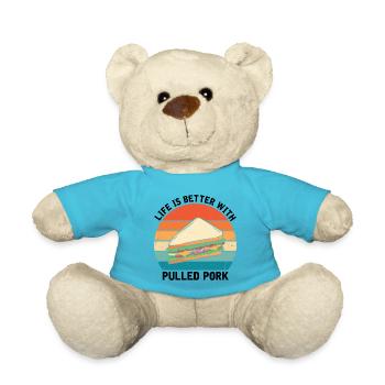Food Love Sandwich Baguette Ketchup - Teddy Bear - atoll blue - Front