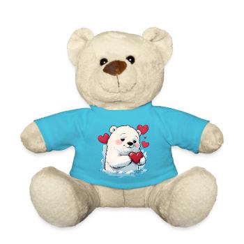 Verschenke diesen süßen Eisbären zum Valentinstag - Teddy - Atollblau - Vorne