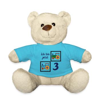 Ich bin jetzt 3 | Dritter Geburtstag - Teddy - Atollblau - Vorne