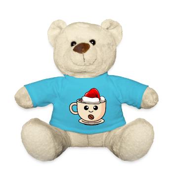 Kaffee Weihnachten Comic Xmas - Teddy - Atollblau - Vorne