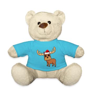 Elch Comic Weihnachten - Teddy - Atollblau - Vorne