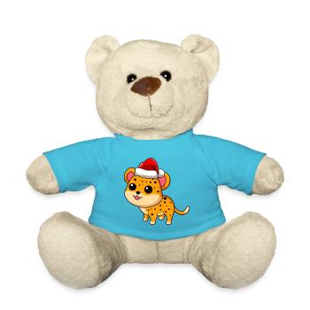Leopard Comic Weihnachten - Teddy - Atollblau - Vorne