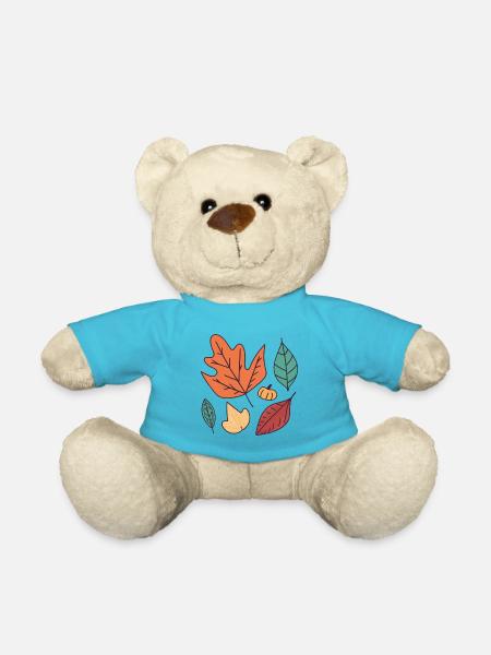 Fall Leaves: Embrace the Beauty of Autumn - Teddy Bear - atoll blue