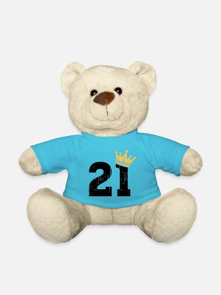 21 Crown 21st Birthday 21 years old - Teddy Bear - atoll blue