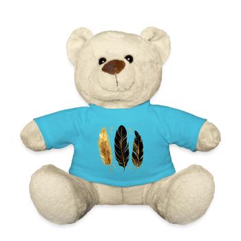 Plumes dorées - Nounours - bleu outremer - Devant