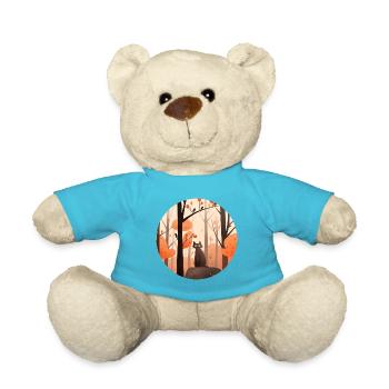 Cat in autumn in the forest - Teddy Bear - atoll blue - Front